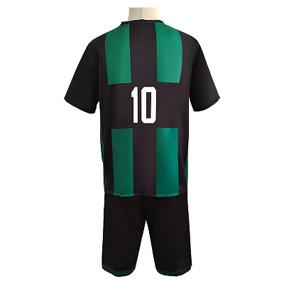 Blue Lock Ryosuke Kira  High School Football Jersey Green Uniform No.10 Cosplay Costume