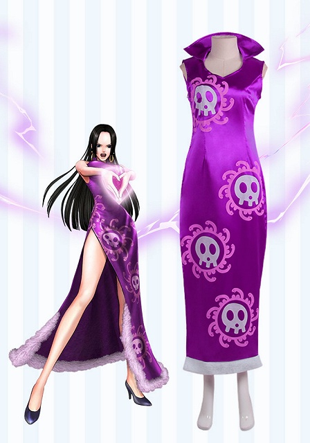 One Piece Boa Hancock Purple Qipao Cosplay Costume