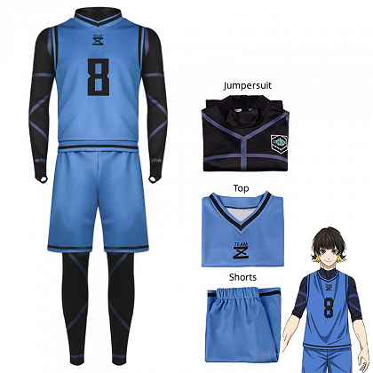 Blue Lock Meguru Bachira No.8 Footaball Jersey Uniform Cosplay Costume