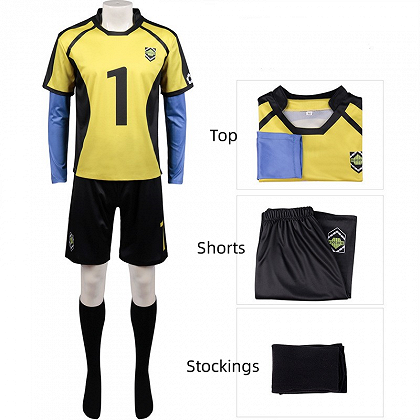 Blue Lock Gin Gagamaru No.1 Yellow Football Jersey Uniform Cosplay Costume