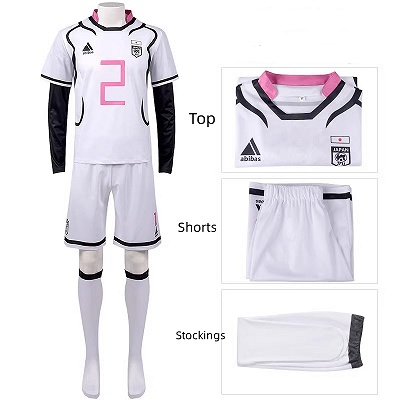Blue Lock Oliver Aiku No.2 White Pink Football Jersey Uniform Cosplay Costume