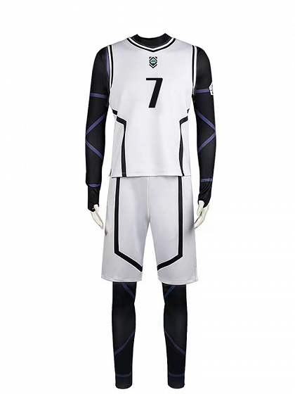 Blue Lock Seishiro Nagi/Yoichi Isagi/Meguru Bachira Black White Football Jersey Uniform Cosplay Costume