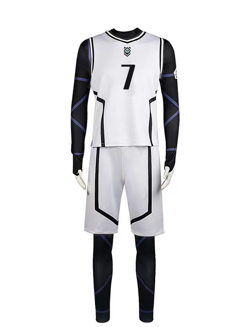 Blue Lock Seishiro Nagi/Yoichi Isagi/Meguru Bachira Black White Football Jersey Uniform Cosplay Costume