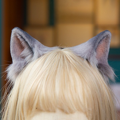 Handmade Faux Fur Blue Cat Ears KC