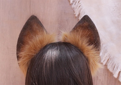 Handmade Coffee Faux Fur Fox Ears KC  