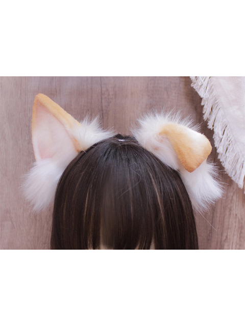 Handmade Brown/Yellow Faux Fur Puppy Ears KC  