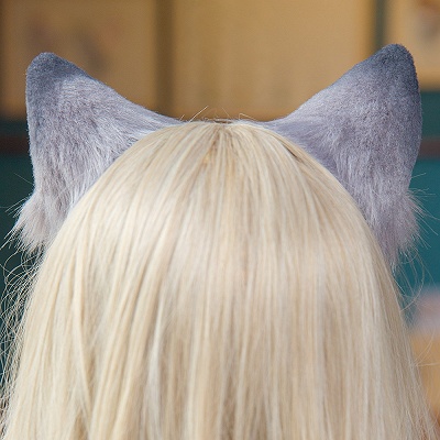 Handmade Faux Fur Blue Cat Ears KC