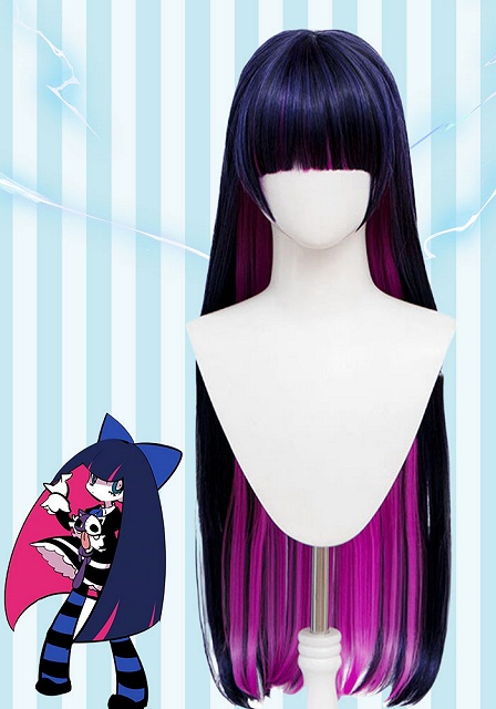 パンティ&ストッキング with ガーターベルト ストッキング パープル ピンク コスプレウィッグ