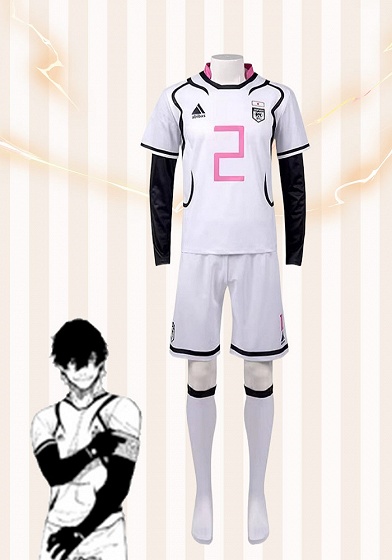 Blue Lock Oliver Aiku No.2 White Pink Football Jersey Uniform Cosplay Costume