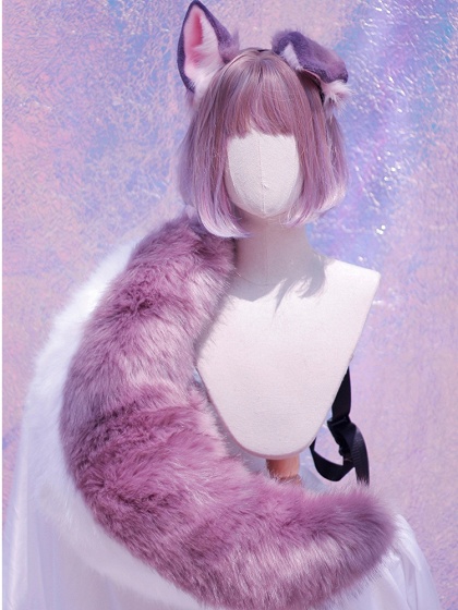 Handmade Purple Faux Fur Virtual Youtuber Shoto Ears KC/Tail