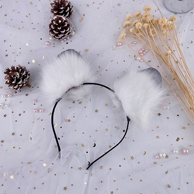 Handmade Faux Fur Dwarf Winter White Russian Hamster Ears KC