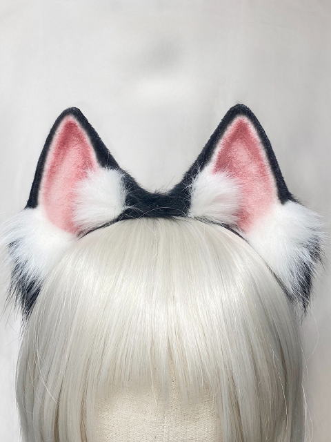Handmade Faux Fur Little Husky Cute Dog Ears KC