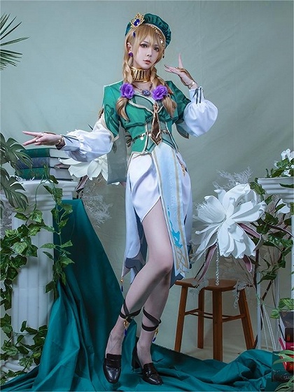 Genshin Impact Lisa Minci Skin A Sobriquet Under Shade Cosplay Costume