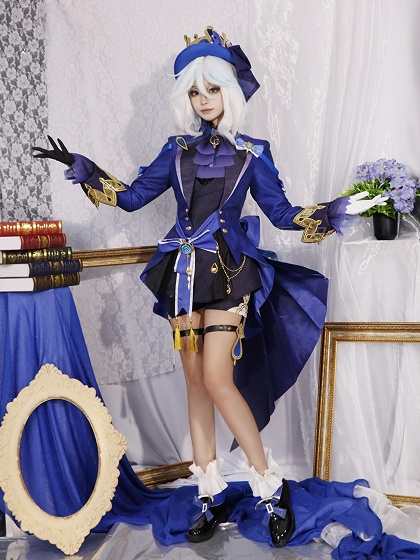 Genshin Impact Black Furina Focalors Cosplay Costume