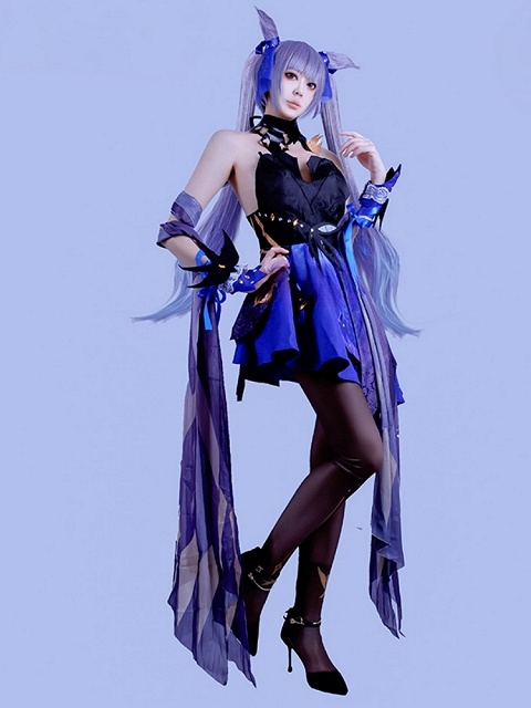 Genshin Impact Opulent Splendor Keqing Cosplay Costume