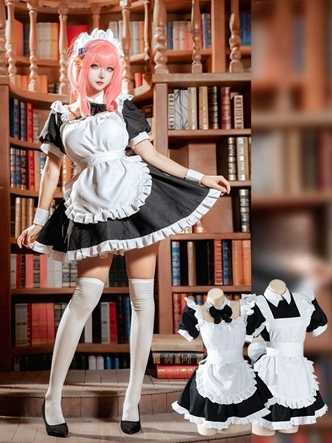 Bocchi the Rock! Hitori Gotoh Maid Outfit Cosplay Costume 