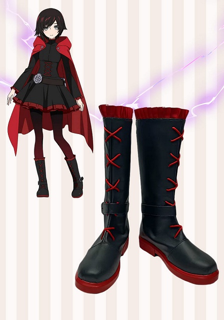 RWBY Ruby Rose Black and Red Cosplay Shoes