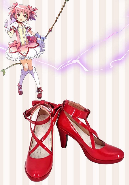 Puella Magi Madoka Magica Madoka Kaname Red Cosplay Shoes