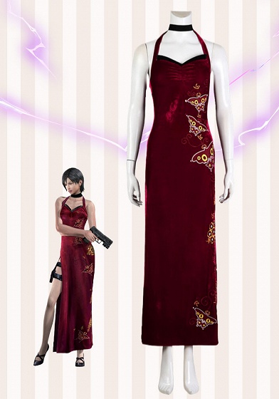  Resident Evil 4 Remake Ada Wong Velvet Cheongsam Qipao Cosplay Costume