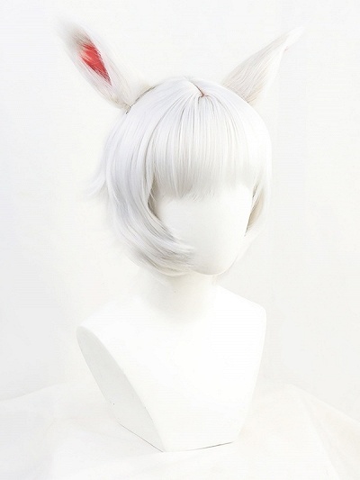 Final Fantasy XIV FF14 Y'shtola Rhul Silver Cosplay Wig with Free Ears