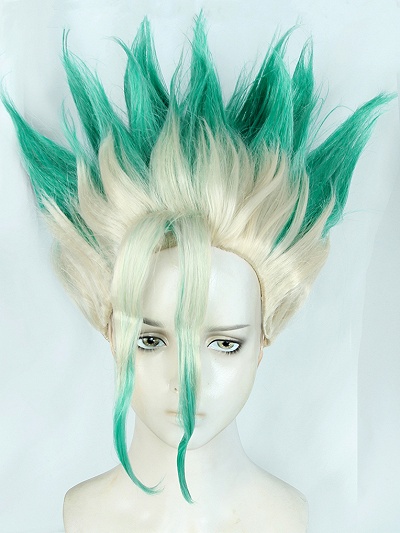 Dr. Stone Senku Ishigami Platinum to Green Cosplay Wig