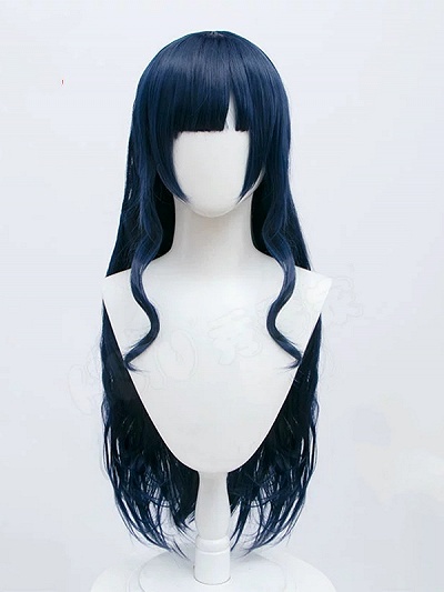 Final Fantasy XIV Gaia Dark Blue Cosplay Wig 