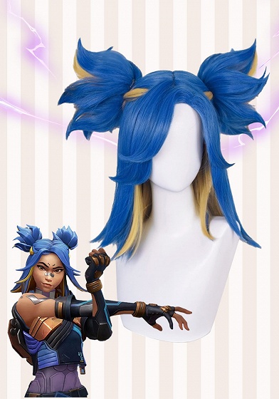 Valorant Neon Blue Cosplay Wig