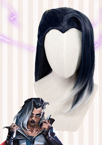 Valorant Fade Dark Blue Cosplay Wig
