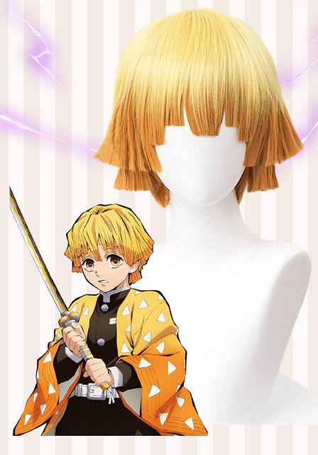 Demon Slayer: Kimetsu No Yaiba Zenitsu Agatsuma Yellow to Orange Cosplay Wig