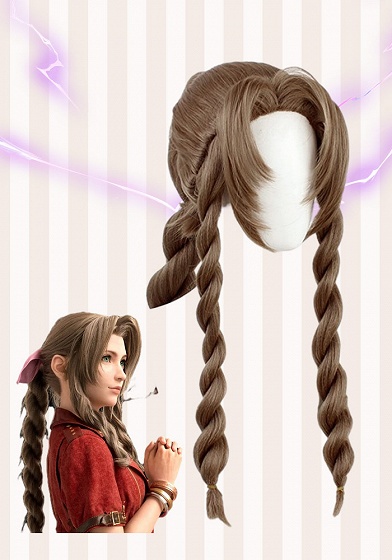 Final Fantasy VII Remake Aerith Gainsborough Brown Cosplay Wig