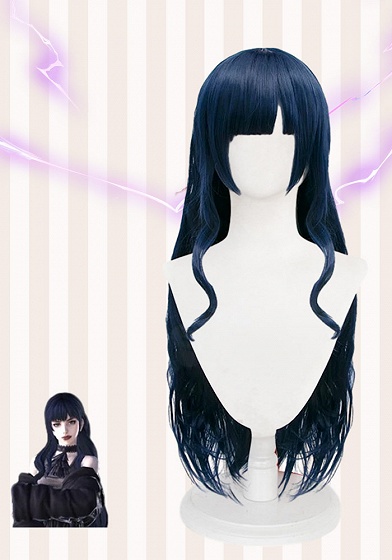Final Fantasy XIV Gaia Dark Blue Cosplay Wig 