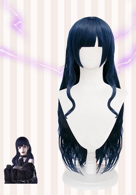 Final Fantasy XIV Gaia Dark Blue Cosplay Wig 