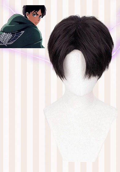 Attack on Titan Survey Corps Levi Ackerman Black Cosplay Wig