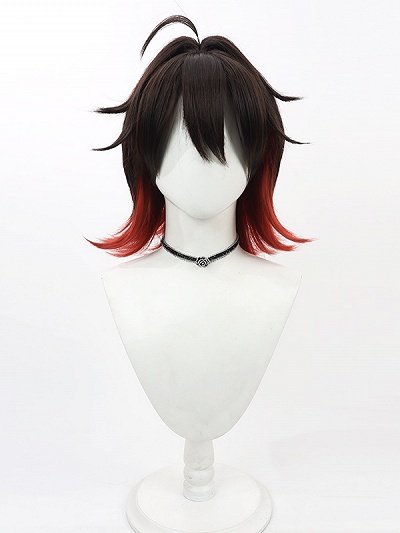 Genshin Impact Gaming Black to Red Ombre Cosplay Wig