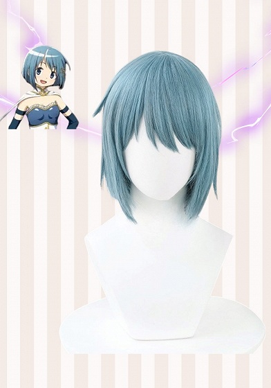 Puella Magi Madoka Magica Sayaka Miki Blue and Grey Cosplay Wig