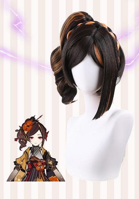 Genshin Impact Chiori Black and Orange Cosplay Wig