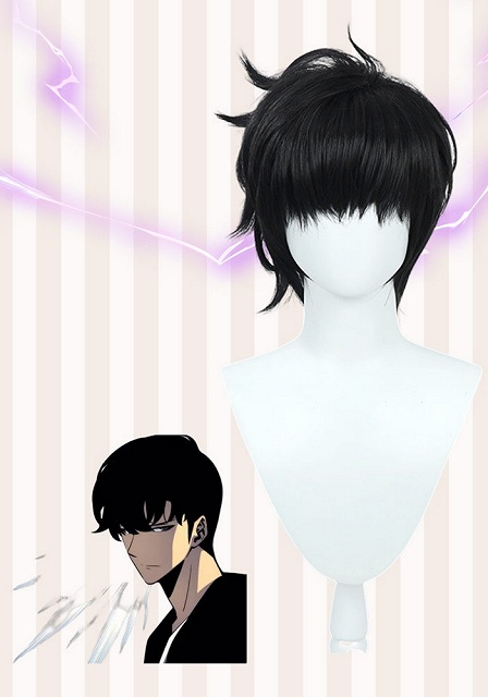 Solo Leveling Shun Mizushino Sung Jin-woo Black Cosplay Wig