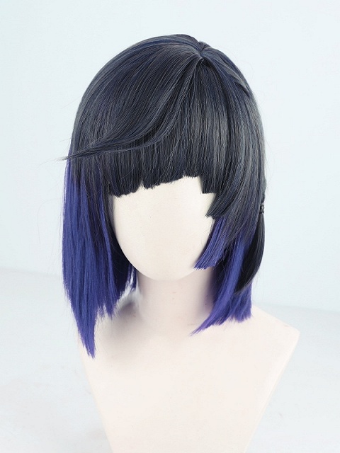 Genshin Impact Yelan Black and Purple Ombre Cosplay Wig