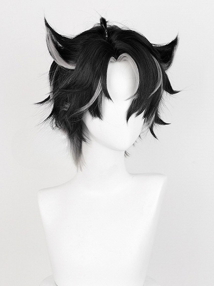 Genshin Impact Wriothesley Black to Grey Ombre Cosplay Wig