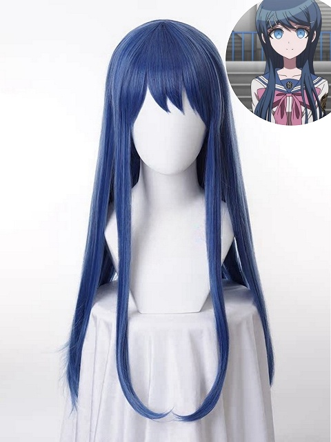 Danganronpa Sayaka Maizono Cosplay Blue Long Straight Wig