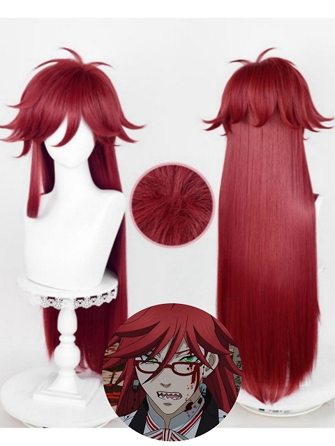 Black Butler Grelle Sutcliff Cosplay Rose Red Long Wig