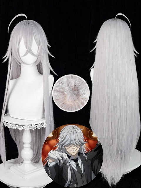 Black Butler Undertaker Cosplay Silver Long Wig
