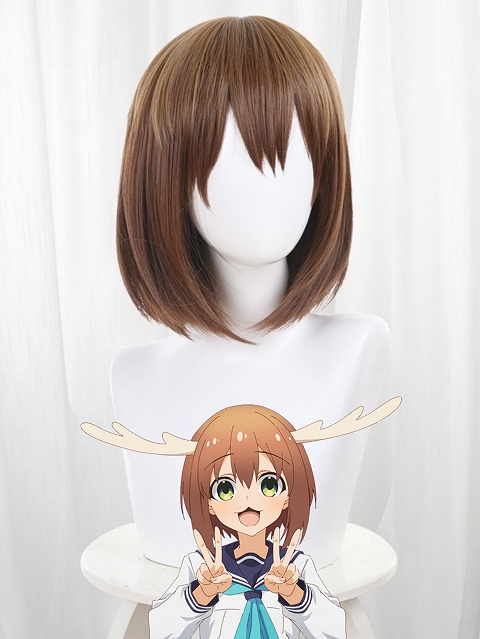 My Deer Friend Nokotan Noko Shikanoko Cosplay Brown Bob Cut Wig