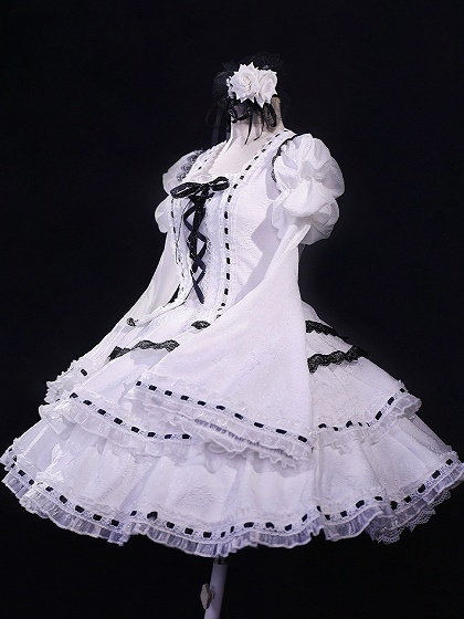 Shugo Chara! Tsukiyomi Utau Cosplay Costume White Lolita Dress Fullset