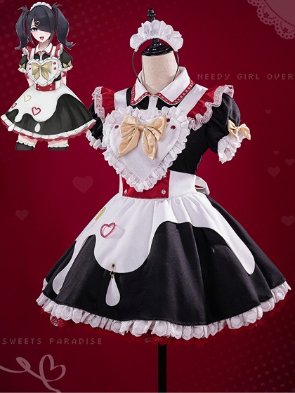 Needy Streamer Overload Ame-chan Cosplay Costume Maid Dress Fullset