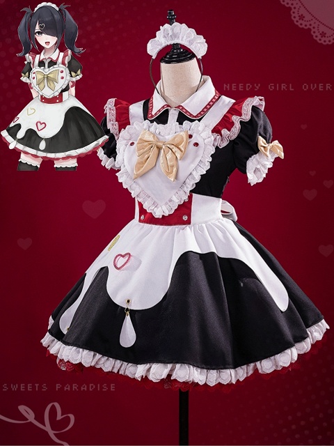 Needy Streamer Overload Ame-chan Cosplay Costume Maid Dress Fullset