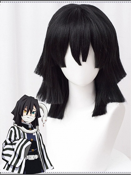 Demon Slayer: Kimetsu no Yaiba Obanai Iguro Cosplay Black Wig