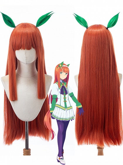 Uma Musume: Pretty Derby Silence Suzuka Cosplay Orange Long Wig with Tail
