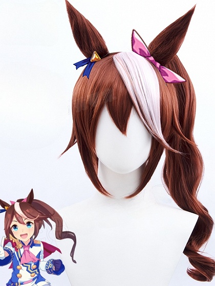 Uma Musume: Pretty Derby Tokai Teio Cosplay Reddish Wig with Tail 