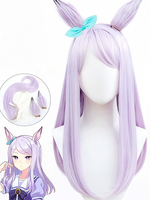 Uma Musume: Pretty Derby Mejiro McQueen Cosplay Light Purple Wig with Tail